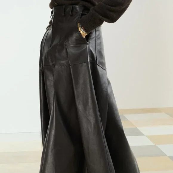 ZARA LEATHER MIDI SKIRT - Picture 9 of 15